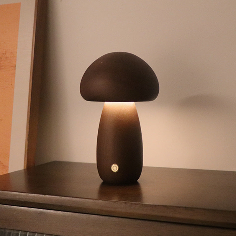 Cute Wooden Mushroom Led Night Lamp